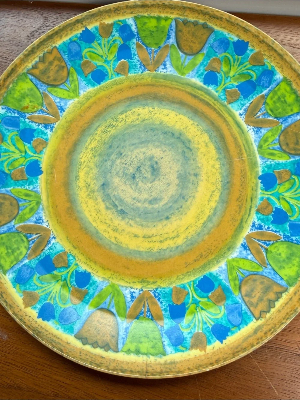 Vintage MCM OneidaWare Salad Plates Set Of 6 Melamine 8” Green 70s Flower Power